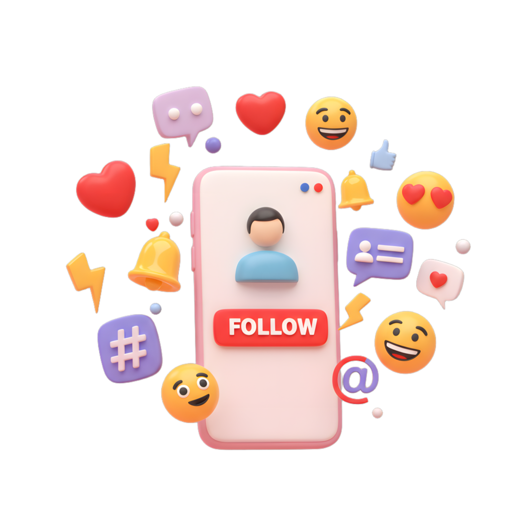 인스타그램 팔로워 늘리기 서비스를 상징하는 3d 일러스트