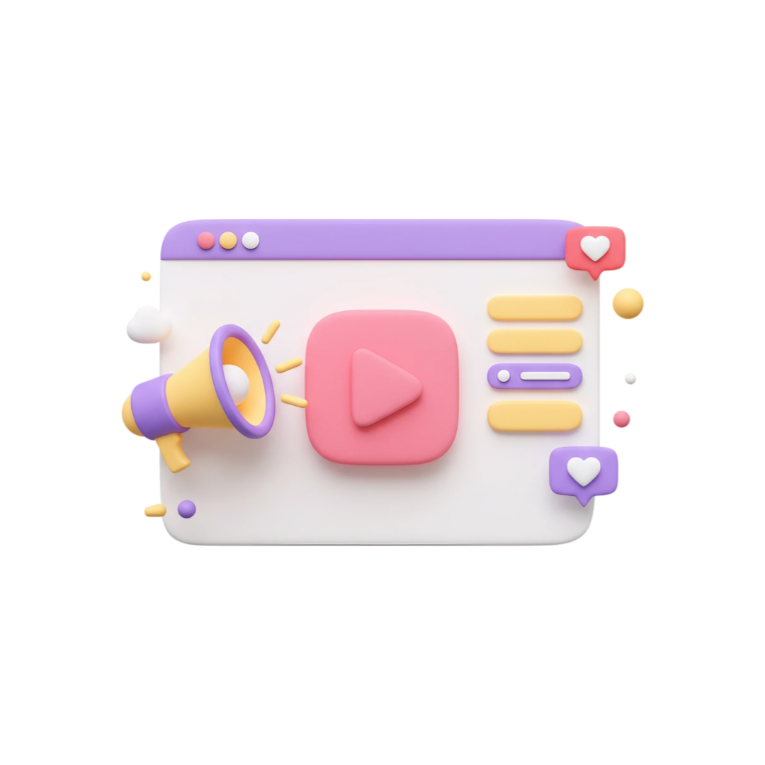 유튜브 조회수 늘리기 서비스를 상징하는 3d 일러스트